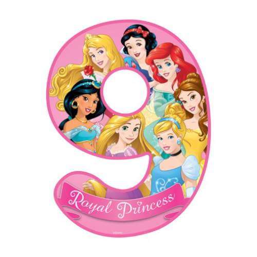 Disney Princess Number 9 Edible Icing Image - Click Image to Close